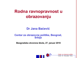 Jana Bacevic-rodna ravnopravnost u obrazovanju