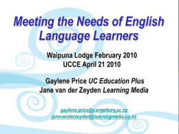 Meeting the needs of English Language Learners/pwerpoint