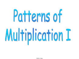 Patterns of Multiplication