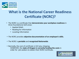 Region 2 Presentation - National Career Readiness Certificate