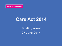 Care Act Briefing - 27 June 2014
