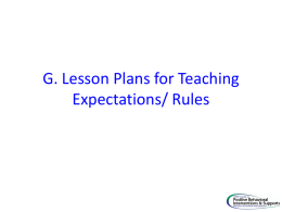 G. Lesson Plans for Teaching Expectation/ Rules