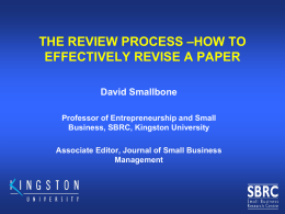 How to effectively revise a paper- David Smallbone