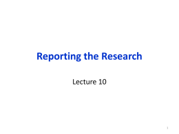 Reporting the Research - University of Hawaii at Manoa