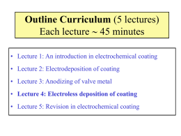 (5 lectures) Each lecture  45 minutes
