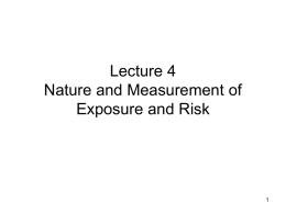 Lecture 4 Nature and Measurement of Exposure and Risk