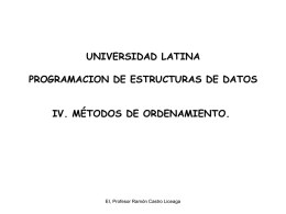 métodos de ordenamiento - Docencia FCA-UNAM