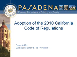 Adoption of the 2010 California Green Building