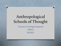 Anthropological Schools of Thought