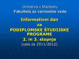 Magistrski študijski program - FVV