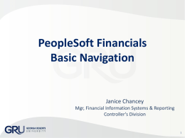 PeopleSoft Financials Basic Information & Navigation