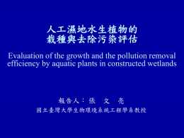 人工濕地水生植物的栽種與去除污染評估
