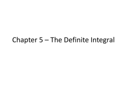 Chapter 5 – The Definite Integral