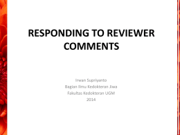responding to reviewer comments
