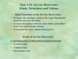 Topic I.10. Service Reservoirs: Kinds, Structures and Volume