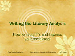 Write a Literary Analysis