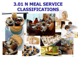 MEAL SERVICE CLASSIFICATIONS