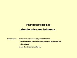 Factorisation par simple mise en &eacute;vidence