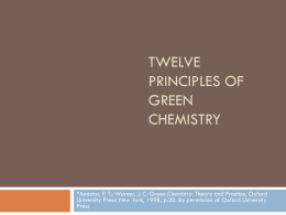 Twelve Principles of Green Chemistry Presentation