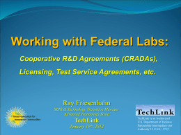 Federal Labs and CRADAS: Tim Wittig, Principal, Technology
