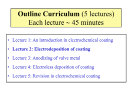 Lecture 2 of 5 Electrodeposition of Coating