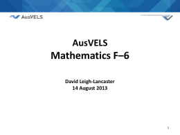 AusVELS Mathematics: Primary