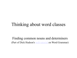 Finding common nouns and determiners