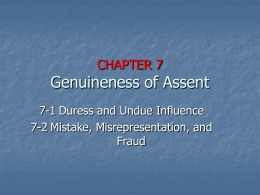 CHAPTER 7 Genuineness of Assent