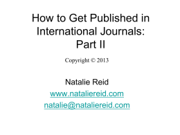 Getting Published in International Journals