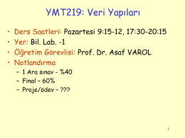YMT219: Veri Yapıları - Prof. Dr. Asaf VAROL
