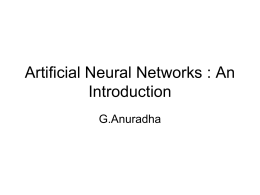 Artificial Neural Networks : An Introduction