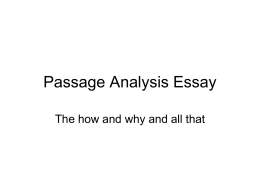 Passage Analysis