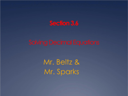 Lesson 3.6 Solving Decimal Equations ppt