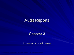 Chapter 3 &ndash; Audit Reports