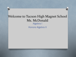 Welcome to Tucson High Magnet School - mcdonaldmath