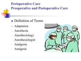 Perioperative Care Preoperative and Postoperative Care