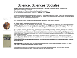 Science, Sciences Sociales