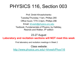 WELCOME TO PHYSICS 116!