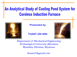 Cooling Pond System - Thant Zin`s Induction Furnace