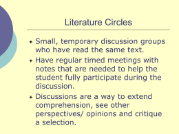 Elementary Conference Literature Circle