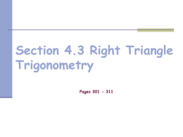 Section 4.3 Right Triangle Trigonometry