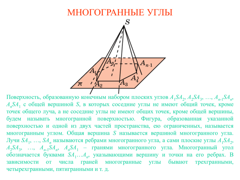 плоские углы многогранного угла