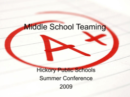 Middle School Teaming - HPS Summer Conference 2009
