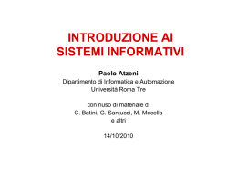 SISTEMI INFORMATIVI - Sezione di Informatica e Automazione
