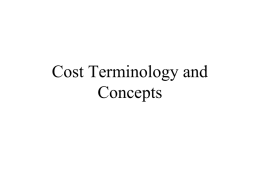 Cost Terminology and Concepts