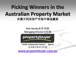 Picking Winners in the Australian Property Market 在澳大利亚房产