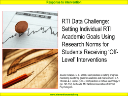 Setting Individual RTI Academic Goals Using Research Norms for