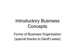 Forms of Business Organisation