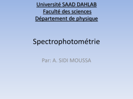 Spectrophotométrie - Université SAAD DAHLAB de BLIDA
