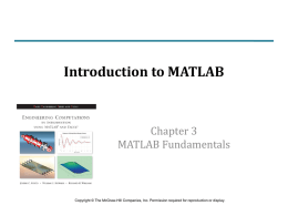 Chapter 3: MATLAB Fundamentals